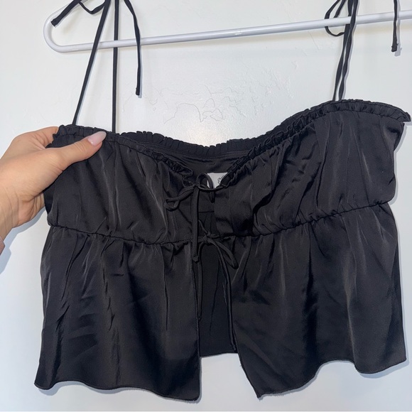 Oh Polly Caramia Tie-Front Camisole Top in Black - Picture 4 of 6